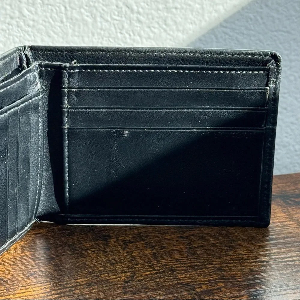 Perry Ellis Genuine Leather Bifold Wallet Black RFID Card Holder Men’s